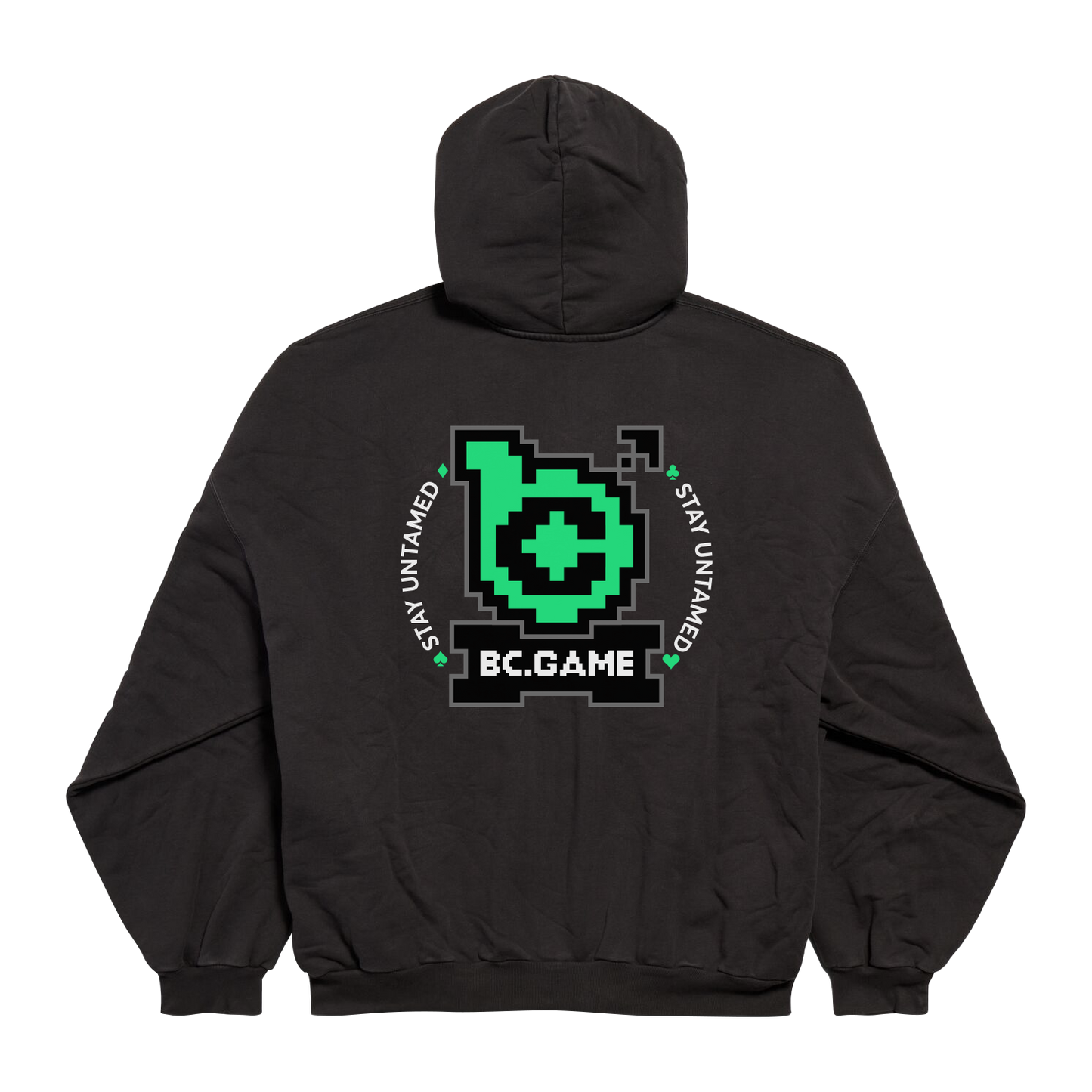 Black Hooded Sweatshirt with Green Letters
