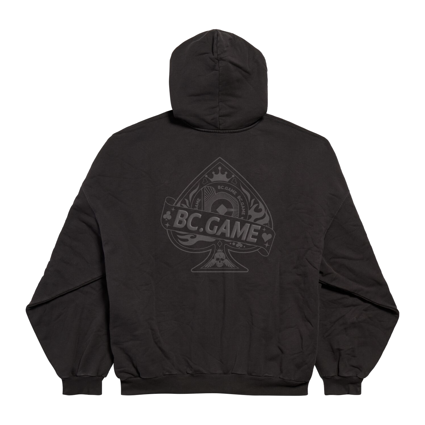 Black Hooded Sweatshirt with Heart Foam Print
