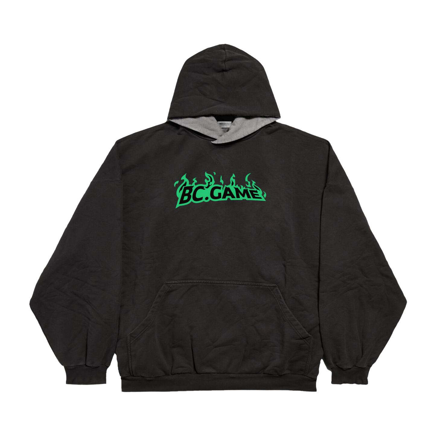 Hooded Sweatshirt with Green Flame Print