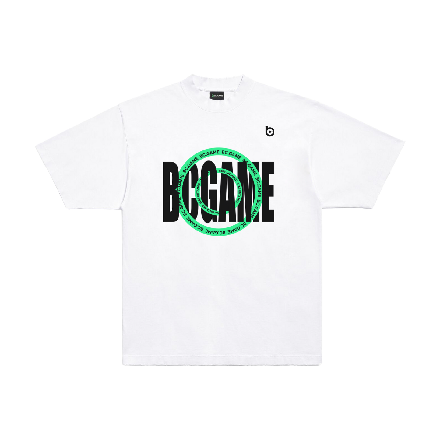 White T-shirt with 3D Embossed Green Circle Letters