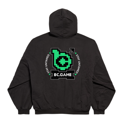 Black Hooded Sweatshirt with Green Letters