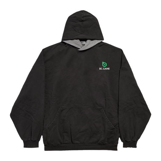 Black Hooded Sweatshirt with Heart Foam Print