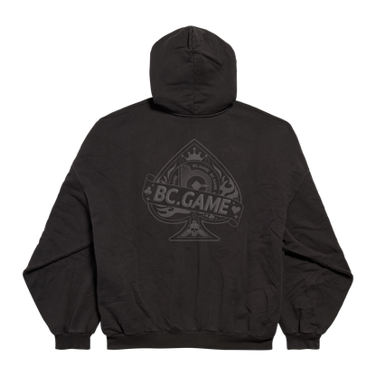 Black Hooded Sweatshirt with Heart Foam Print