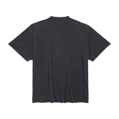 Distressed Black T-shirt with Green Flame Print