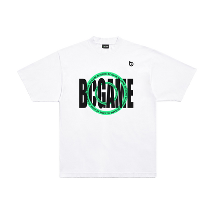 White T-shirt with 3D Embossed Green Circle Letters